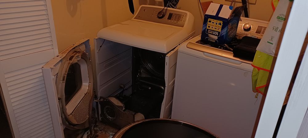 Dryer opened up for diagnosis